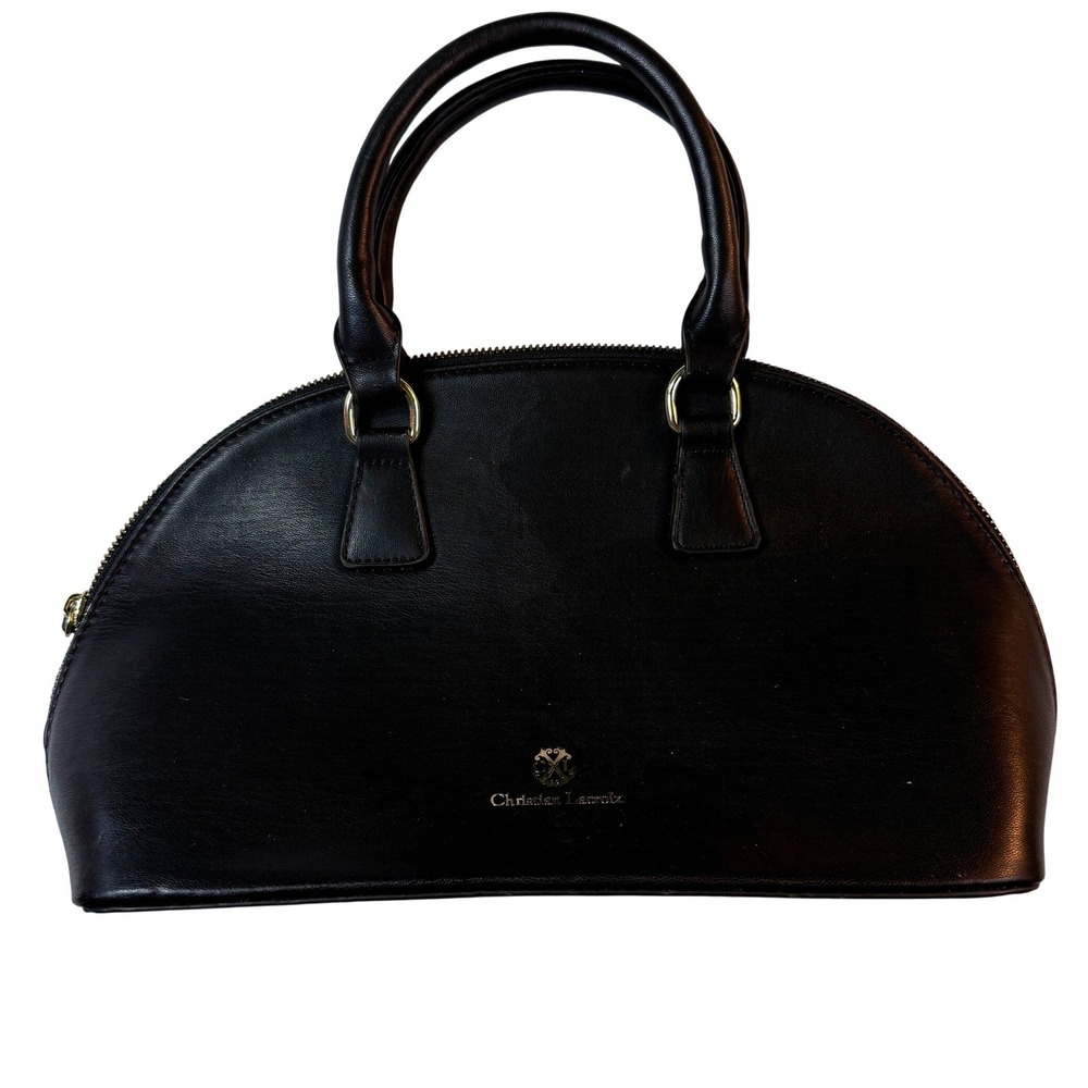 Christian Lacroix Y2K Satchel Purse Womens Medium Blk Good Chevron Quilted Dome